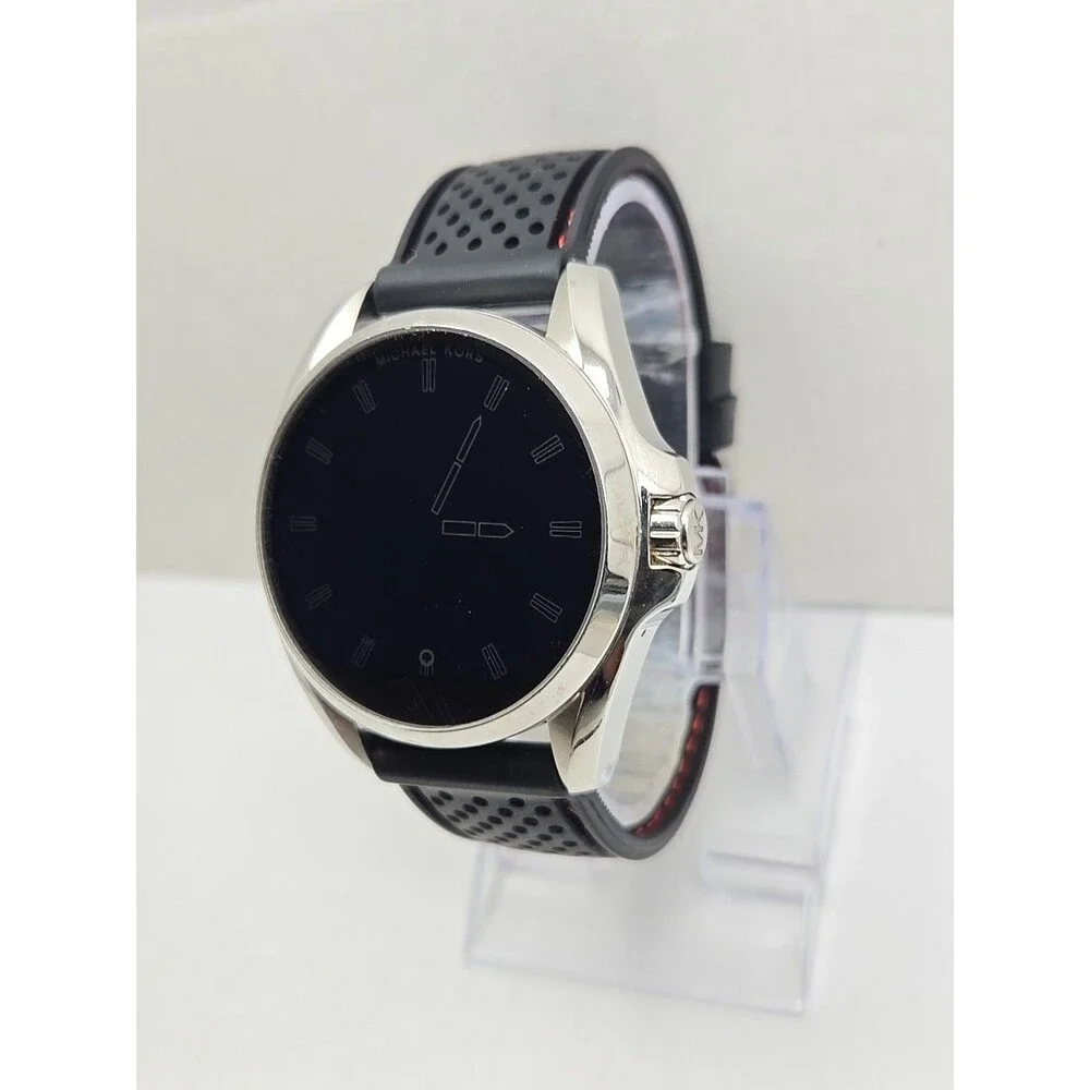 Michael Kors Access Bradshaw MKT5000 DW2C Silver Smartwatch Black Silicone Band